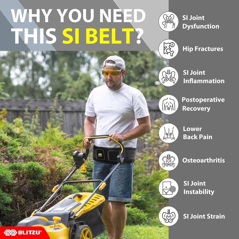 BLITZU Sacroiliac Hip Belt for Women and Men, Waist Trochanter Brace that Eases Sciatic, Chronic Lower Back Pelvic, Leg and Sacral Nerve Pain Caused by Si Joint Dysfunction S-M - Image 2